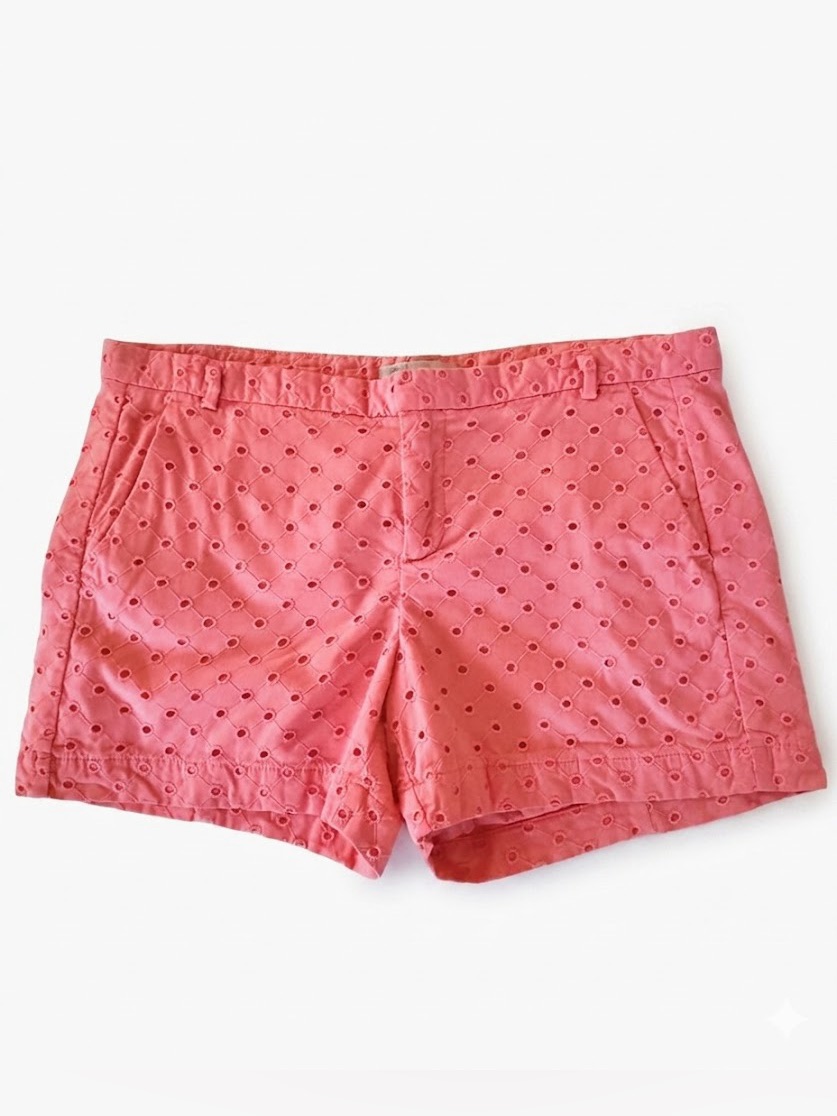 Gap Clean Front Eyelet Shorts Pink Apple Blossom Cotton Embroidered Womens 8